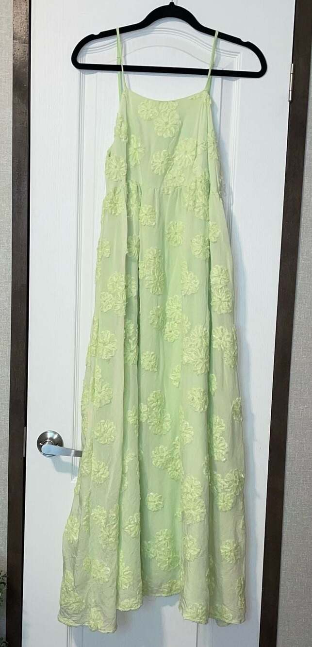 Pink Diamond Lime Green Floral Maxi Dress Whimsy